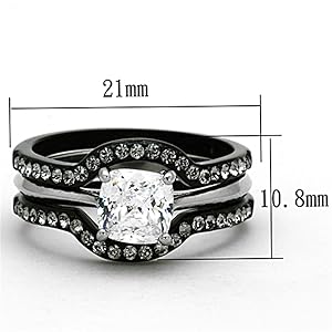【BLACKPURPLE】[Coupling SET] AAA three-line ring Amazon.com: Stainless Steel and Black IP 3 Piece Cubic